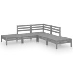Salon de jardin meuble d'extérieur ensemble de mobilier 5 pièces bois de pin massif gris 02_0016558