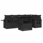 vidaXL Salon de jardin 6 Pièces avec coussins noir résine tressée