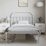 vidaXL Cadre de lit métal sans matelas et tête de lit blanc 100x190 cm