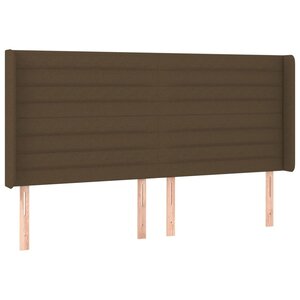 vidaXL Tête de lit avec oreilles Marron foncé 203x16x118/128 cm Tissu