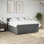vidaXL Sommier à lattes de lit avec matelas Gris foncé 180x200cm Tissu