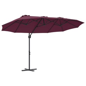 vidaXL Parasol Bordeaux 372 x 198 x 243 cm Polyester et Aluminium