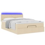 vidaXL Lit ottoman avec matelas et LED crème 140x200 cm tissu