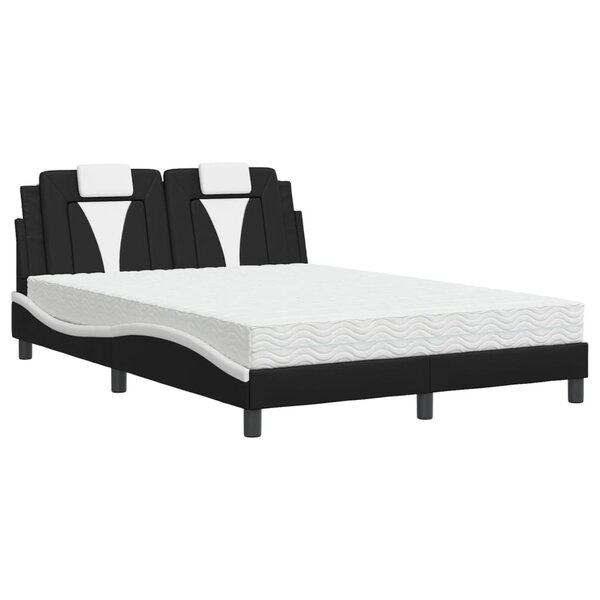 vidaXL Lit Viana avec matelas noir et blanc 140x200 cm similicuir