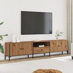 vidaXL Meuble TV à tiroir chêne artisanal 200x25x44 cm bois ingénierie