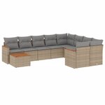vidaXL Salon de jardin avec coussins 10 Pièces beige résine tressée