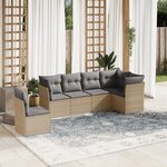 vidaXL Salon de jardin avec coussins 6 Pièces beige résine tressée
