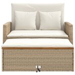 vidaXL Canapé de jardin 2 places coussins beige résine tressée&acacia