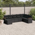 vidaXL Salon de jardin 8 Pièces avec coussins noir résine tressée