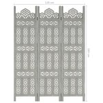 vidaXL Cloison de séparation 3 panneaux Gris 120x165 cm Bois manguier