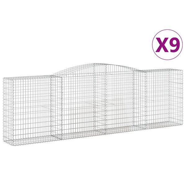 vidaXL Paniers à gabions arqués 9 Pièces 400x50x120/140 cm Fer galvanisé