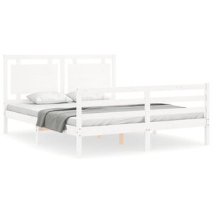 vidaXL Cadre de lit avec tête de lit blanc 160x200 cm bois massif