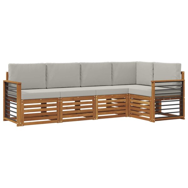 vidaXL Ensemble de canapés d'extérieur 5 pc Gris Naturel et Clair