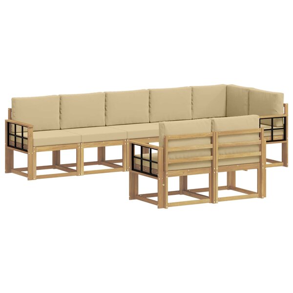 vidaXL Ensemble de canapés d'extérieur 8 pc Blanc et Beige Polyester