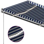vidaXL Auvent manuel rétractable avec LED 400x300 cm Bleu et blanc
