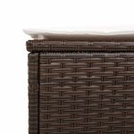 vidaXL Chaise longue avec table et coussin marron résine tressée