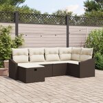 vidaXL Ensemble de Canapés de Jardin de 6 Pièces avec Coussins Marron en Poly Rotin