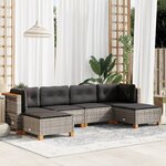 vidaXL Salon de jardin 6 Pièces avec coussins gris résine tressée