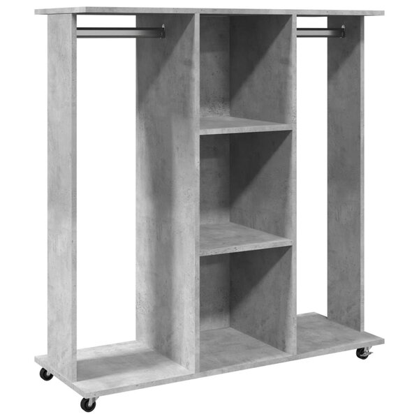 vidaXL Garde-robe avec roues gris béton 102x38x110cm bois d'ingénierie
