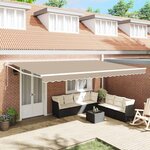 vidaXL Auvent Rétractable Beige 500 × 300 cm Tissu et Métal