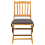 vidaXL Chaise pliante 6 Pièces Gris 49 x 57.5 x 92cm Bois d'acacia massif