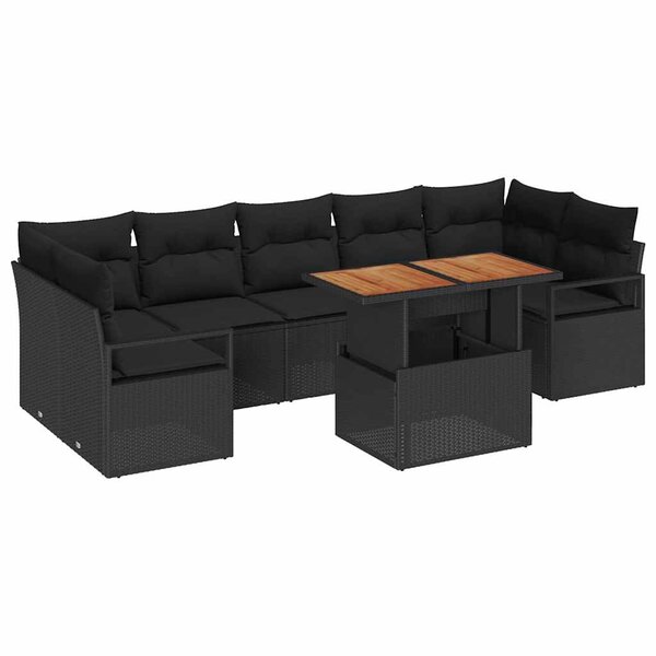 vidaXL Ensemble de canapé de jardin avec coussin 8 Pièces Noir et Marron