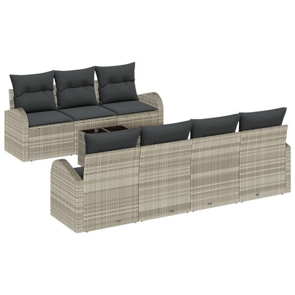 vidaXL Ensemble de canapés de jardin 8 pièces avec coussins gris clair en poly rattan