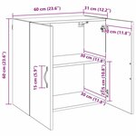 vidaXL Meuble mural Chêne noir 60 x 31 x 60 cm Bois d'ingénierie