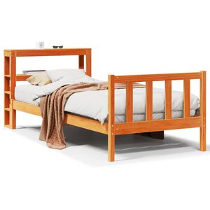 vidaXL Cadre de lit avec tête de lit sans matelas cire marron 90x190cm