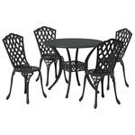 vidaXL Ensemble de salle à manger pour jardin 5 Pièces Noir Aluminium