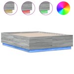 vidaXL Cadre de lit avec LED sans matelas sonoma gris 120x190 cm