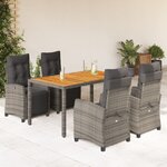 vidaXL Ensemble à manger de jardin 5 Pièces coussins gris résine tressée