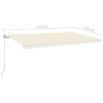 vidaXL Auvent manuel rétractable avec LED 600x350 cm Crème