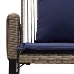 vidaXL Banc extérieur avec coussin 4 Pièces Gris et bleu marine polyrotin