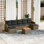 vidaXL Salon de jardin 8 Pièces avec coussins gris résine tressée