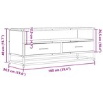 vidaXL Meuble TV chêne sonoma 100x34 5x40cm bois d'ingénierie et métal