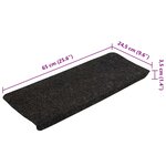 vidaXL Tapis d'escalier auto-adhésifs 15 Pièces 65x24 5x3 5 cm Anthracite