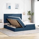 vidaXL Lit de rangement LED avec matelas Bleu 180 x 200 cm Tissu