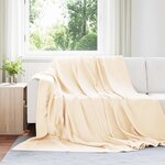 vidaXL Jeté Crème 240 x 220 cm Toison