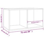 vidaXL Boîte de rangement de vinyles Gris béton 71x34x36 cm
