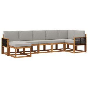 vidaXL Ensemble de canapés d'extérieur 7 Pièces Naturel et gris clair