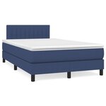 vidaXL Sommier à lattes de lit matelas et LED bleu 120x190 cm tissu