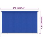 vidaXL Store roulant d'extérieur 240x140 cm Bleu PEHD
