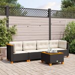 vidaXL Salon de jardin 5 Pièces avec coussins noir résine tressée