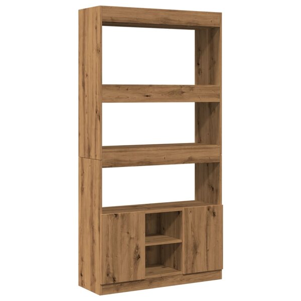 vidaXL Buffet haut chêne artisanal 92x33x180 cm bois d'ingénierie