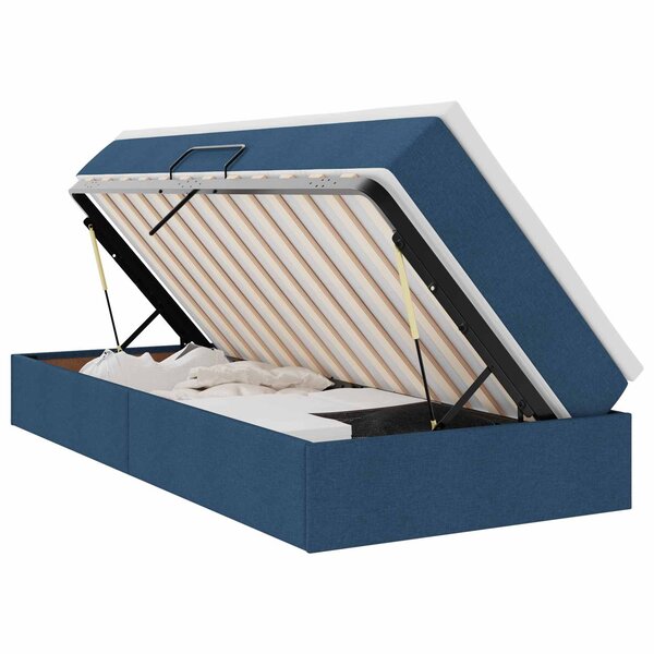 vidaXL Lit avec rangement et matelas Bleu 90 x 190 cm Polyester