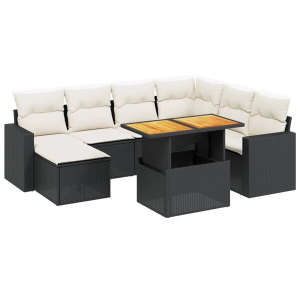 vidaXL Salon de jardin 8 Pièces avec coussins noir résine tressée