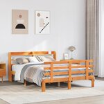 vidaXL Cadre de lit et tête de lit sans matelas cire marron 120x200 cm