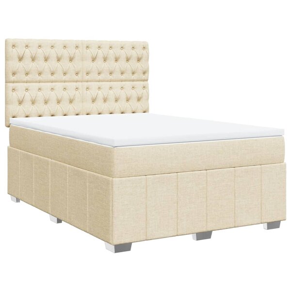 vidaXL Sommier à lattes de lit avec matelas Crème 160x200 cm Tissu