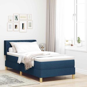 vidaXL Lit à ressorts avec matelas Bleu 200 x 90 cm tissu